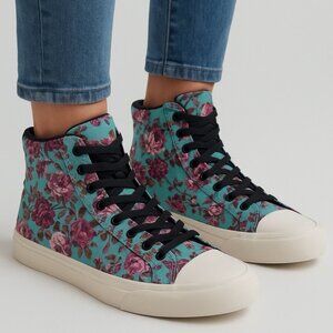Straye Hollywood CA Tropical Floral High Top 12 (W) 10.5 (M) Canvas Skate Shoe